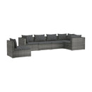 Outdoor Poly Rattan Lounge Set Grey With Cushions