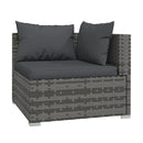 Outdoor Poly Rattan Lounge Set Grey With Cushions