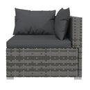 Outdoor Poly Rattan Lounge Set Grey With Cushions