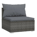 Outdoor Poly Rattan Lounge Set Grey With Cushions