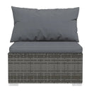 Outdoor Poly Rattan Lounge Set Grey With Cushions