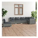 Outdoor Poly Rattan Lounge Set Grey With Cushions