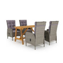 Outdoor Solid Acacia Garden Dining Set Grey
