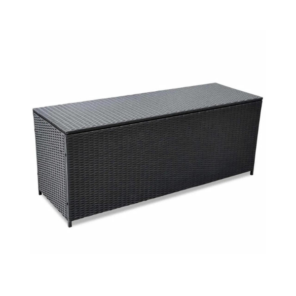 Outdoor Storage Box Poly Rattan Black 150 x 50 x 60 Cm