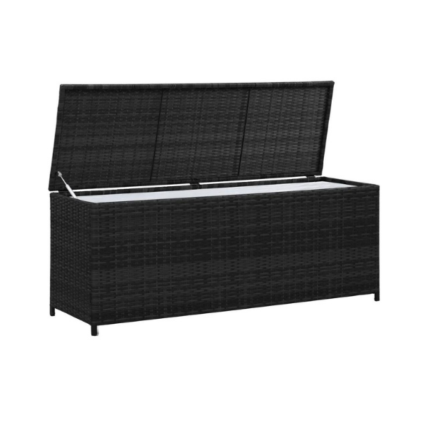 Outdoor Storage Box Poly Rattan Black 150 x 50 x 60 Cm