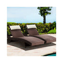 Outdoor Sun Lounge Setting Brown Bed Rattan Patio Furniture
