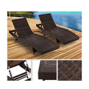 Outdoor Sun Lounge Setting Brown Bed Rattan Patio Furniture
