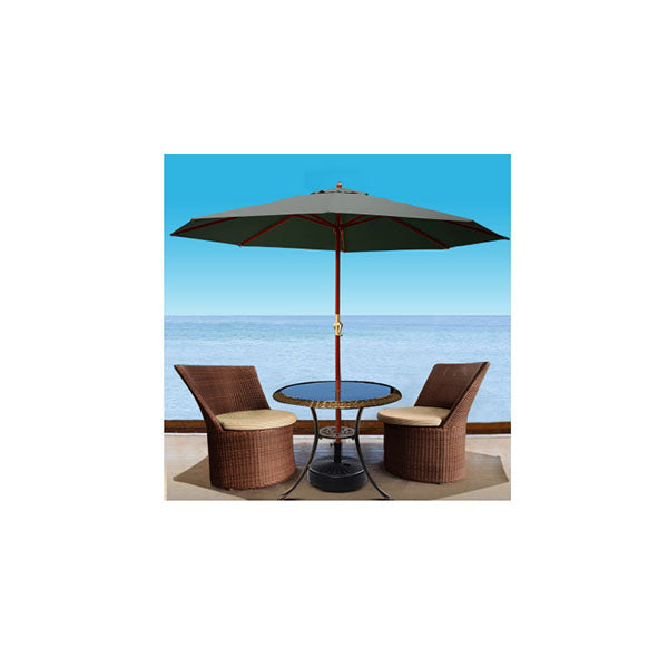 Outdoor Umbrella With Base Garden Stand Deck Charcoal