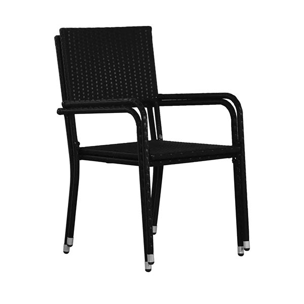 Outdoor Dining Chairs 2 Pcs Poly Rattan Black