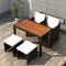Outdoor Poly Rattan Acacia Wood Dining Set (11 Pcs) - Black