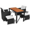 Outdoor Poly Rattan Acacia Wood Dining Set (11 Pcs) - Black