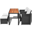 Outdoor Poly Rattan Acacia Wood Dining Set (11 Pcs) - Black