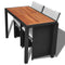Outdoor Poly Rattan Acacia Wood Dining Set (11 Pcs) - Black