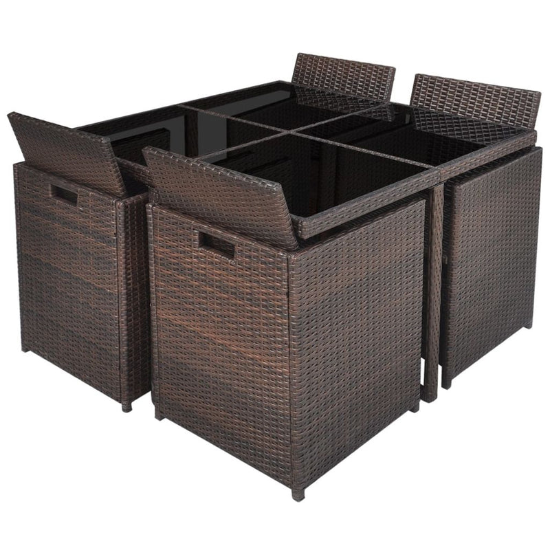 Outdoor Poly Rattan Dining Set (21 Pcs) - Brown