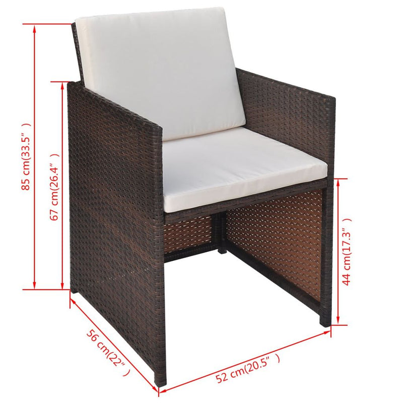 Outdoor Poly Rattan Dining Set (21 Pcs) - Brown