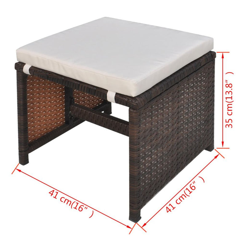 Outdoor Poly Rattan Dining Set (21 Pcs) - Brown