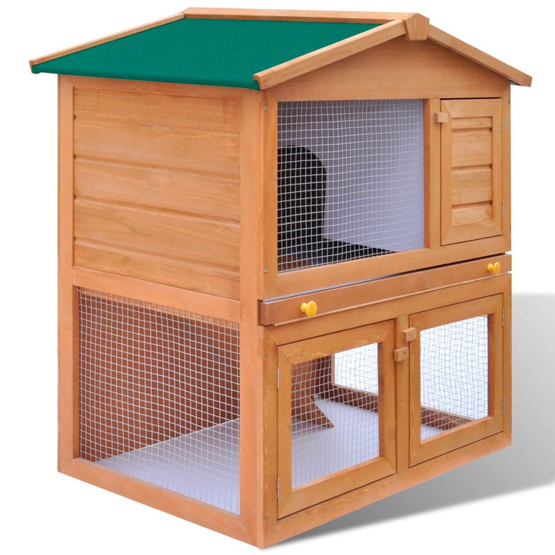 Outdoor Rabbit Hutch with 3 Doors