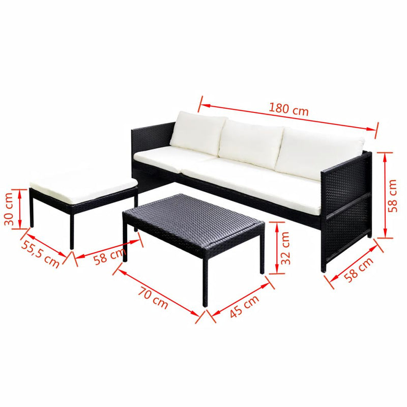 Outdoor Sofa Set Poly Rattan (9 Pcs)