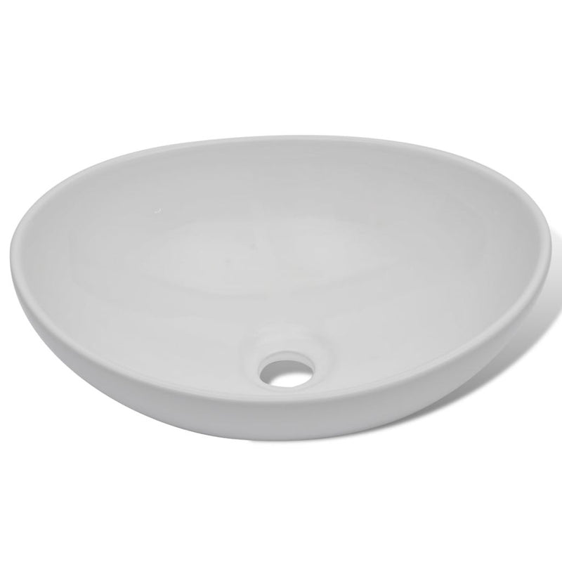 Oval-Shaped Ceramic Basin 40x 33cm - White