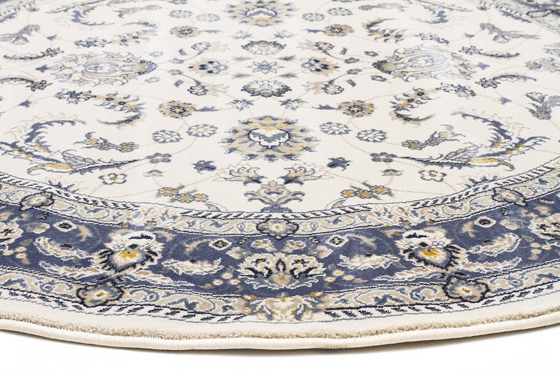 Palace Aisha Oriental Round Rug White Blue