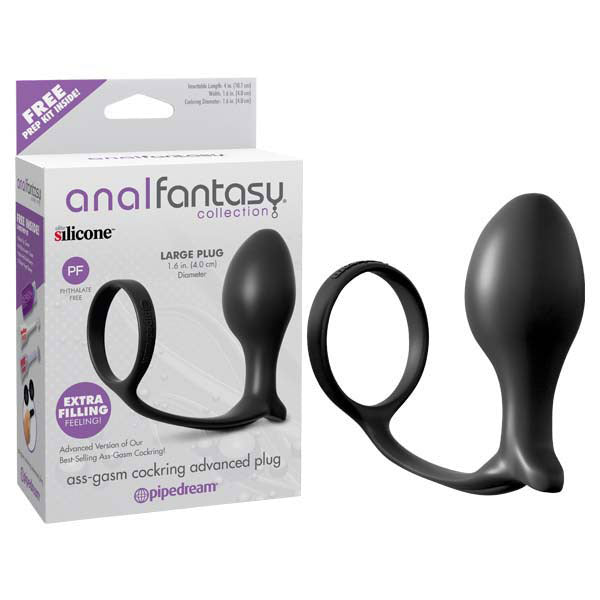 Collection Ass Gasm Advanced Black Cock Ring With Anal Plug