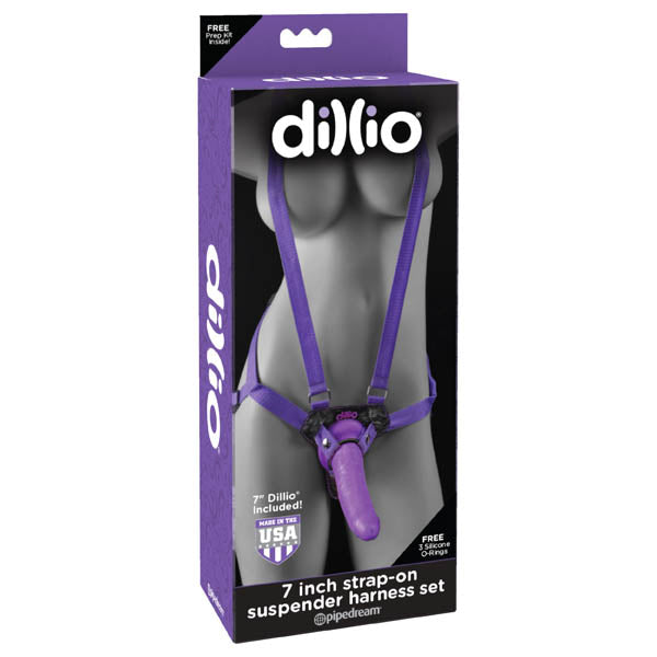 Dillio 7In Strap On Suspender Harness Set Purple