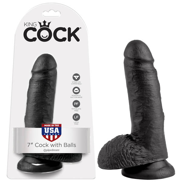 King Cock 7 With Balls Black Dong