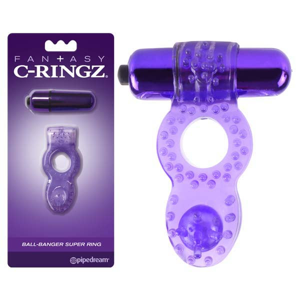 Fantasy C-Ringz Ball-Banger Super Ring - Purple Vibrating Cock Ring