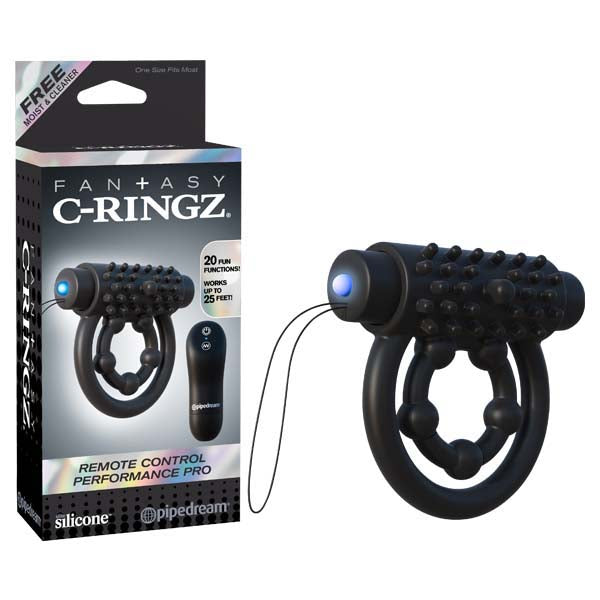 Remote Control Performance Pro Black Vibrating Cock Ball Rings