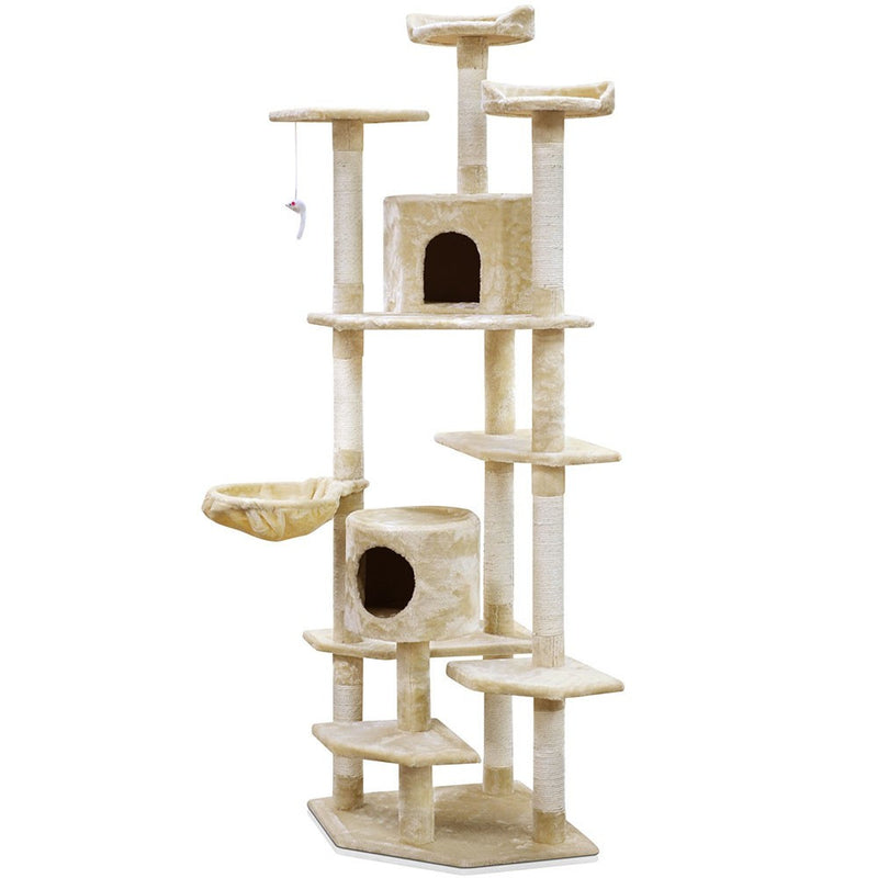 Cat Tree 203Cm Trees Scratching Post Tower Condo Furniture Wood Beige