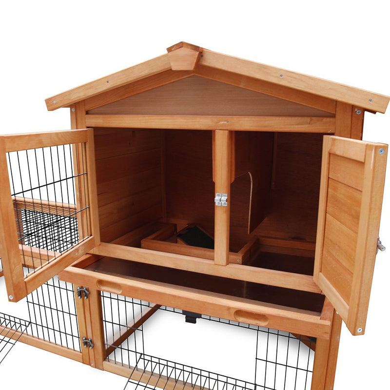 2 Storey Pet Hutch with Under Run Green