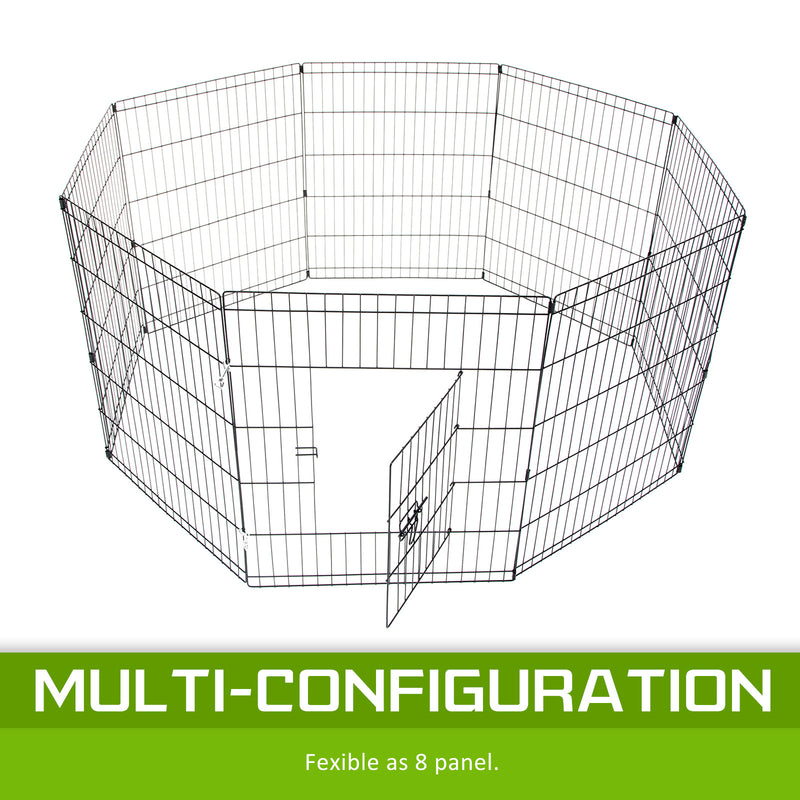 8 Panel Foldable Pet Playpen 36" W/ Cover - Green