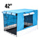 Foldable Metal Wire Dog Cage w/ Cover - BLUE 42"