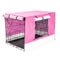 Foldable Metal Wire Dog Cage w/ Cover - PINK 48"
