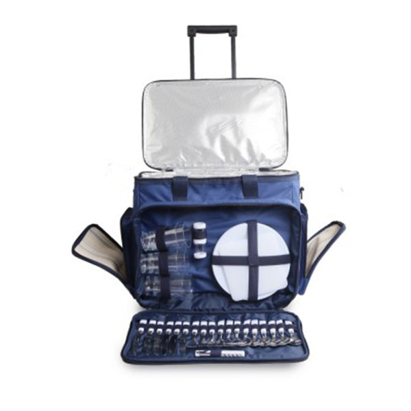 6 Person Picnic Bag Trolley Set - Blue