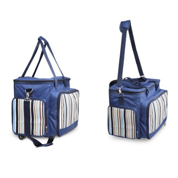 6 Person Picnic Bag Trolley Set - Blue