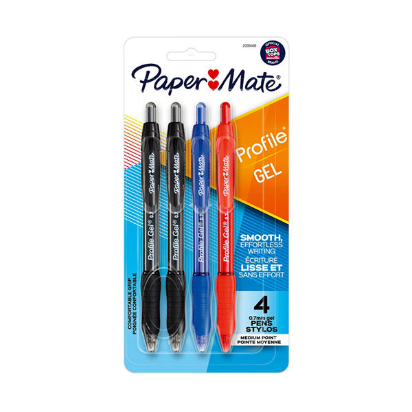 Papermate Profile Gel Assorted Pack Of 4 Box Of 6