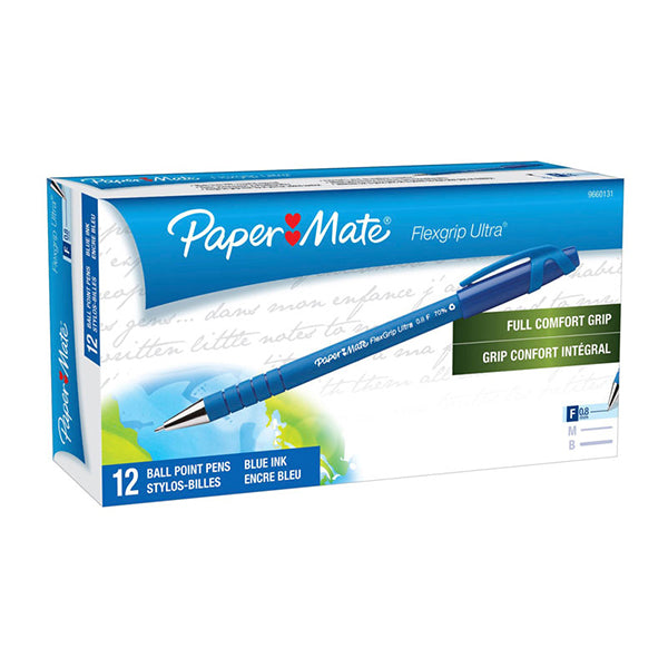 Papermate Flex Grip Retractable Ballpen Blue Box Of 12