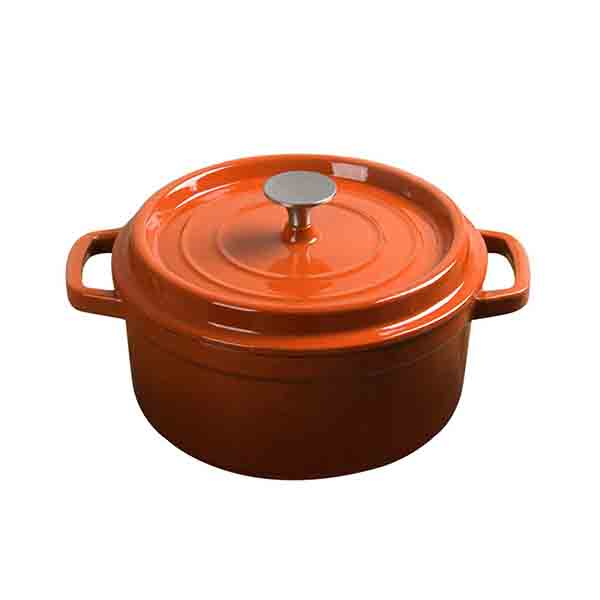 Soga Cast Irn 26Cm Enamel Porcelain Stewpot Cookingpot W Lid 5L Orange