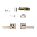 Privacy Function Satin Nickel Square Door Handle Set