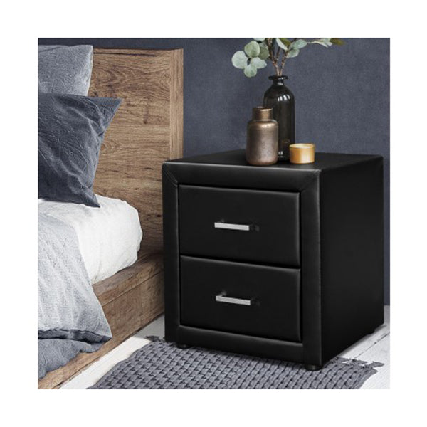 PU Leather Bedside Table 2 Drawers