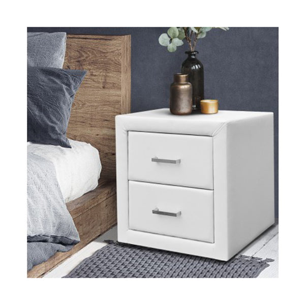 PU Leather Bedside Table 2 Drawers