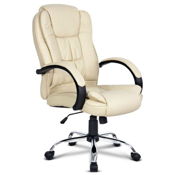 Office Chair Gaming Computer Chairs Executive Pu Leather Seat Beige