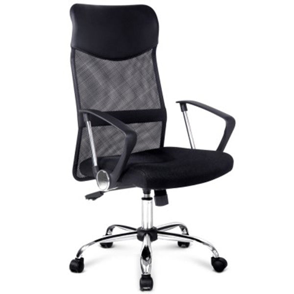 PU Leather Mesh High Back Office Chair - Black