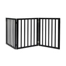 3 Panels Wooden Pet Gate Dog Fence Black