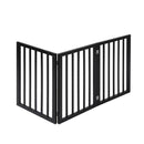 3 Panels Wooden Pet Gate Dog Fence Black