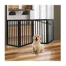 Dog Fence Safety Stair Barrier Security Door Black 4 Panels
