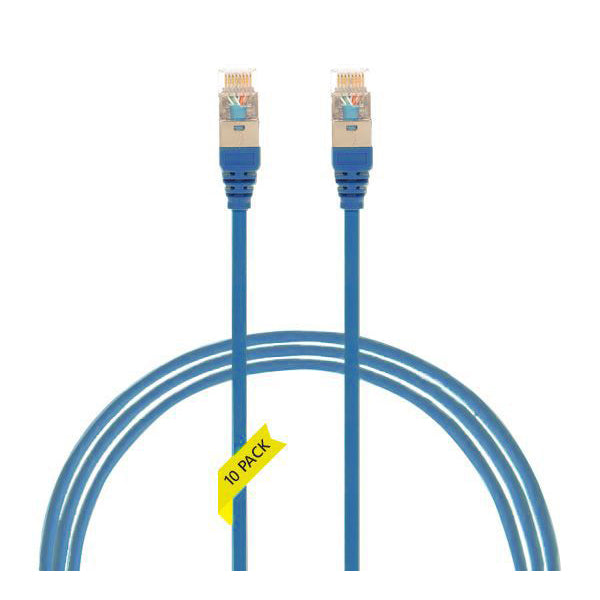 1M Cat 6A Rj45 Sftp Thin Lszh 30 Awg Pack Of 10 Network Cable Blue