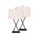 Pair Of Metal Table Lamps Rectangular Shade X Stand