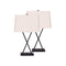 Pair Of Metal Table Lamps Rectangular Shade X Stand